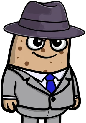 Mayor Pinto, a pinto bean in a grey suit and fedora