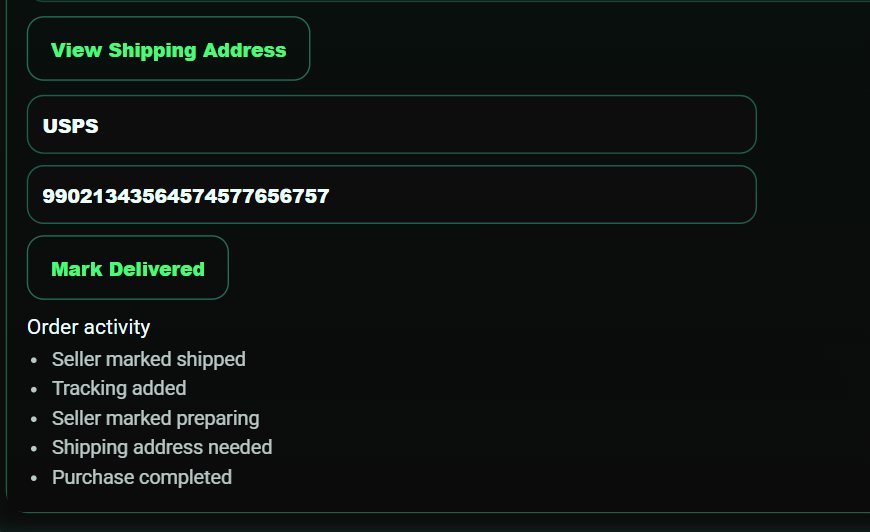 Buyer's view of the saved carrier name and tracking number